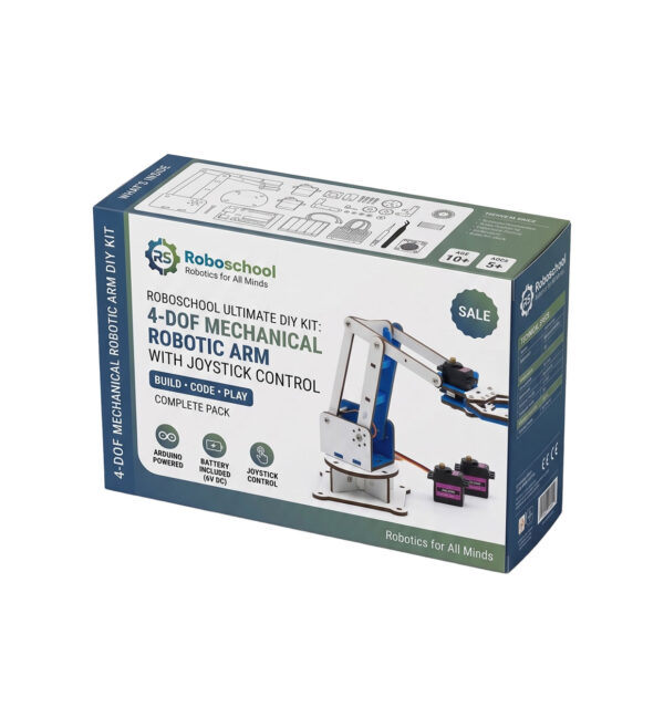 4-DOF Mechanical Robotic Arm DIY Kit with Joystick Control | Pick & Place STEM Engineering Project for Students
