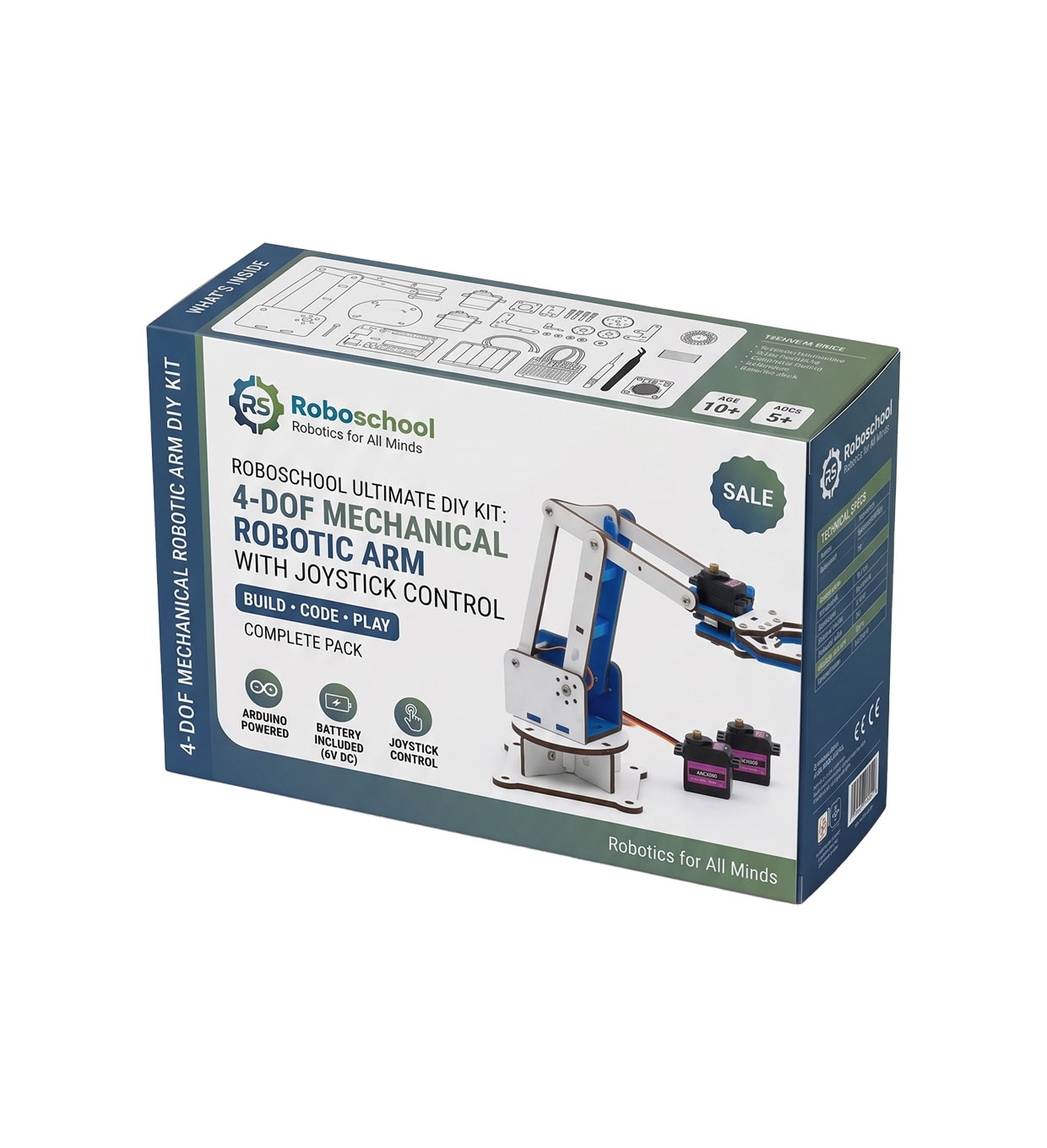 4-DOF Mechanical Robotic Arm DIY Kit with Joystick Control | Pick & Place STEM Engineering Project for Students