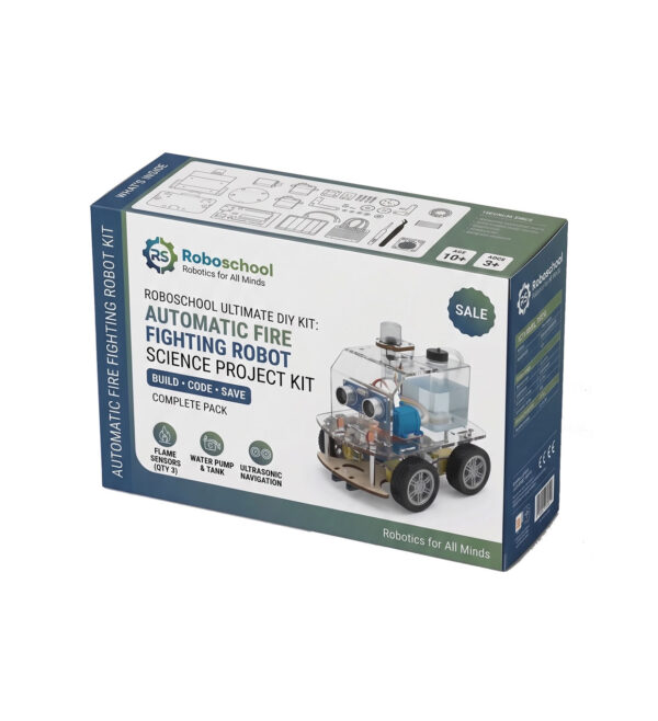 Automatic Fire Fighting Robot Science Project Kit with Flame Sensors & Water Pump | School Exhibition Model