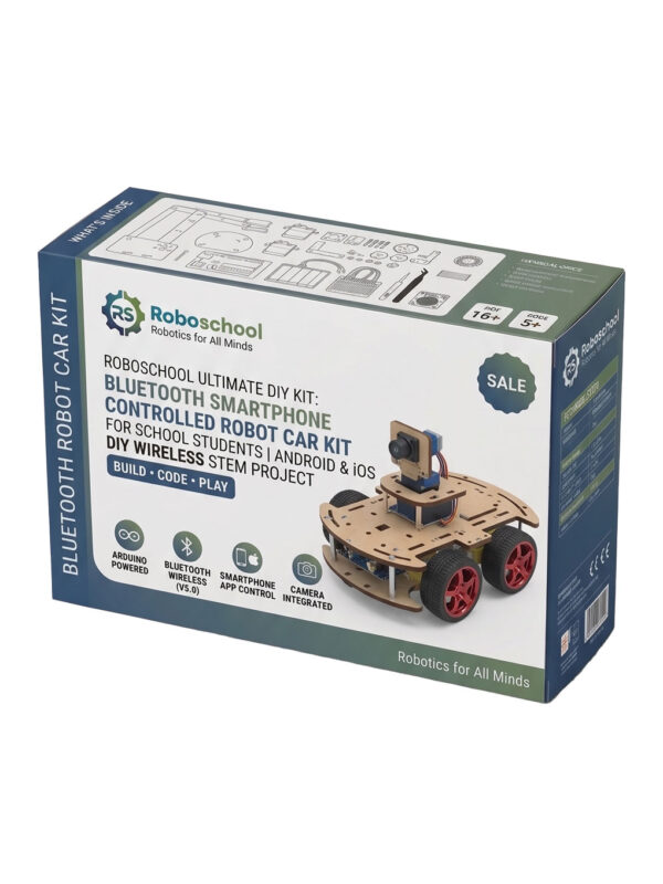 bluetooth-smartphone-controlled-robot-car-kit-for-school-students-android-ios-diy-wireless-stem-project Bluetooth Smartphone Controlled Robot Car Kit for School Students | Android & iOS DIY Wireless STEM Project