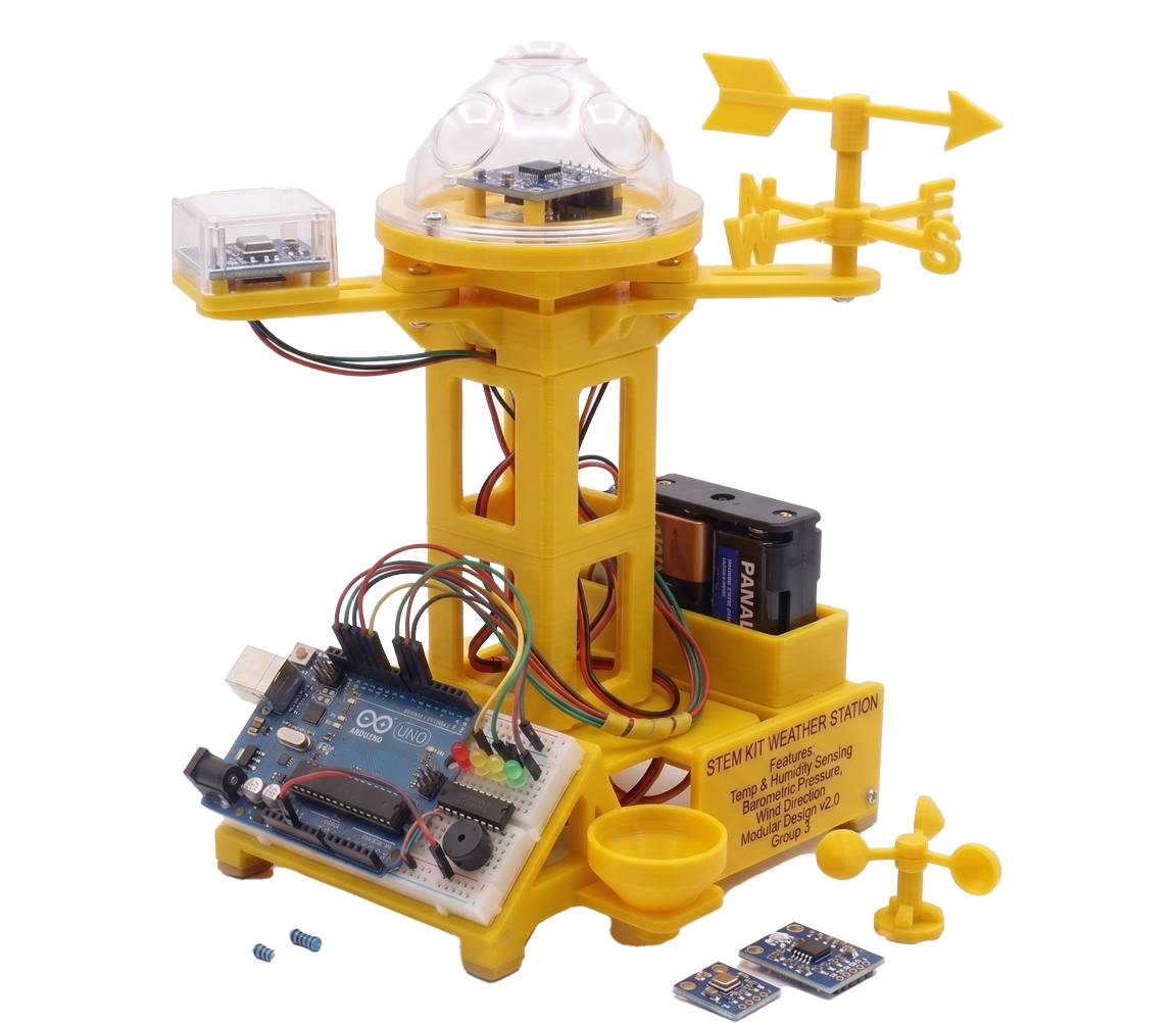DIY STEM weather station kit with solderless breadboard and environmental sensor modules