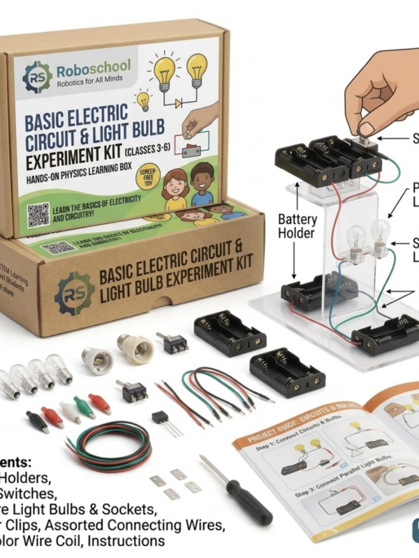 Roboschool basic electric circuit and light bulb experiment kit screen free physics learning toy for school students in Classes 3 to 6