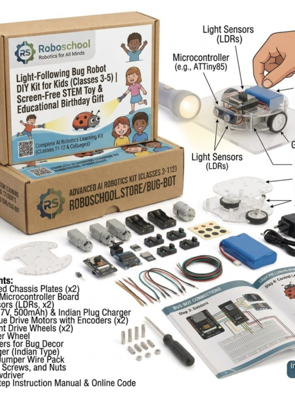 Roboschool light following bug robot DIY kit screen free STEM educational toy for kids in Classes 3 to 5