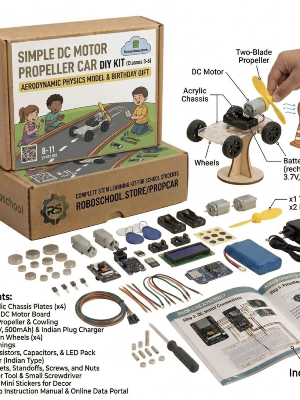 Roboschool simple DC motor propeller car DIY kit aerodynamic physics model screen free STEM toy for kids in Classes 3 to 6